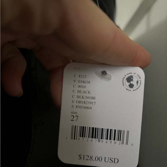 Free People black leather barrel jeans size 27 nwt - Picture 4 of 5